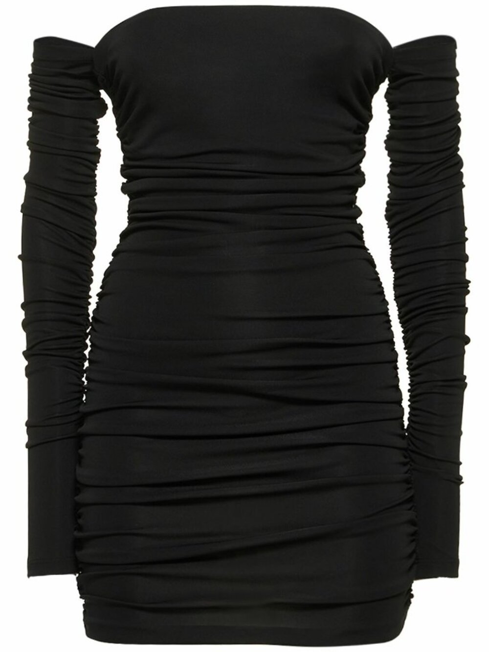 Black Off The Shoulder Ruched Dress